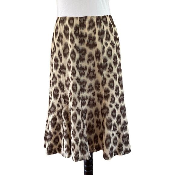 Talbots Linen/Silk Blend A-Line Animal Print Skirt - Picture 1 of 12